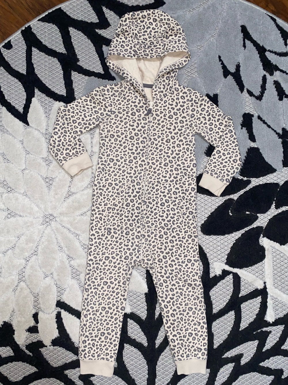 Carter's Beige Leopard Hooded One-Piece Footie Baby 24 Months
